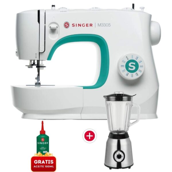 Combo Maquina de Coser M3305 Singer + Licuadora Electric Life BJ-Y79G – 1.5L