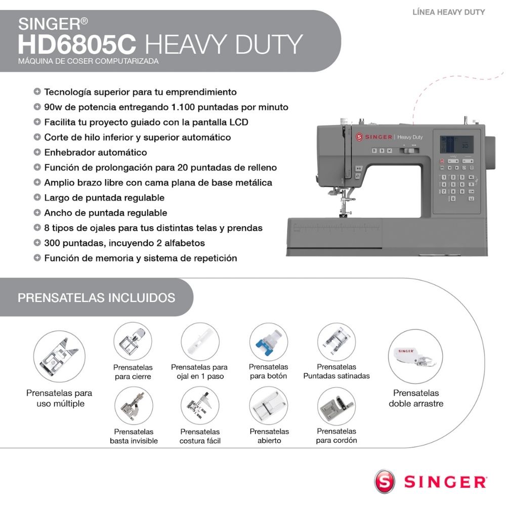 Singer Perú Combo Maquina De Coser Heavy Duty Hd6805C Singer + Licuadora Electric Life Bj-Y79G – 1.5L